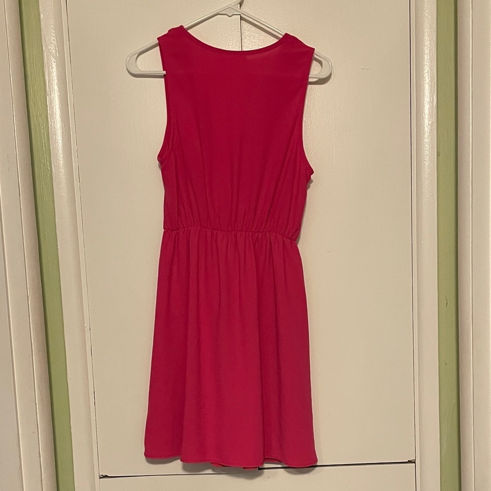French Grey Vibrant Pink Mini Dress - Picture 4 of 4